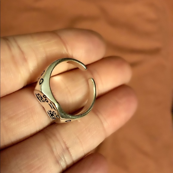 Sterling Silver Sad Crying Face Adjustable Ring - Picture 6 of 10